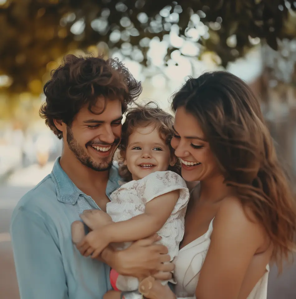 Ilustração de uma família feliz morando no La Dolce Vita Taubaté